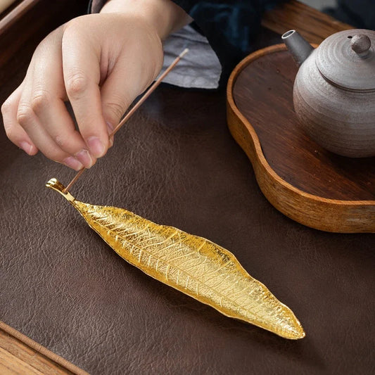 Long Leaf Incense Holder โ Ash Catcher Censer for Meditation & Home Decor